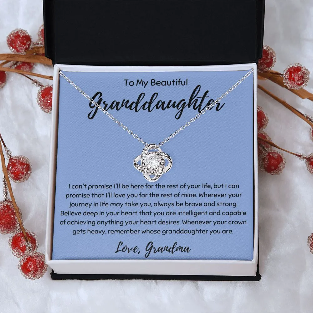 To My Beautiful Granddaughter Love Knot Necklace