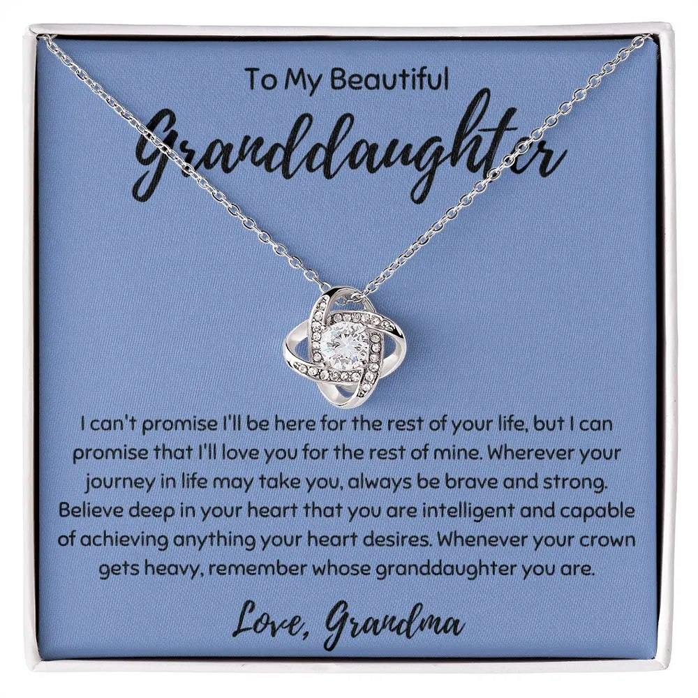 To My Beautiful Granddaughter Love Knot Necklace
