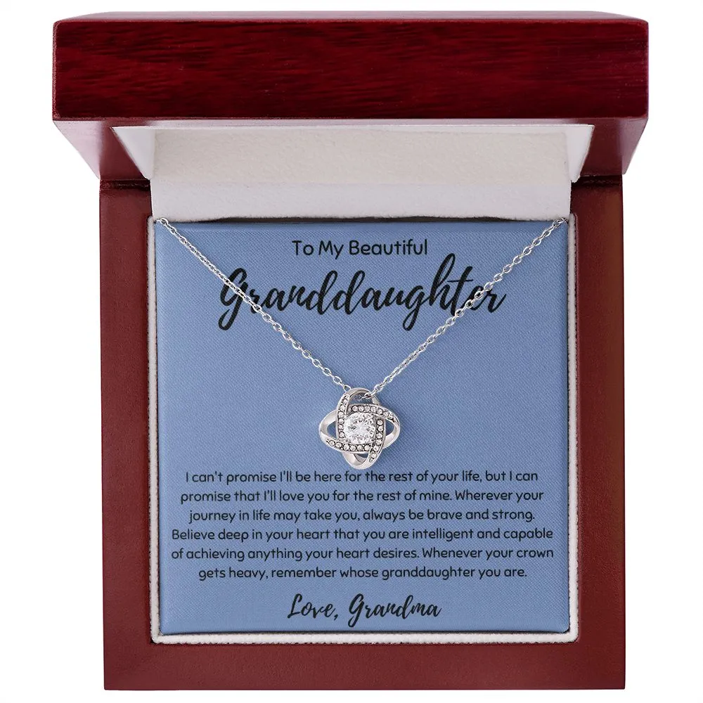 To My Beautiful Granddaughter Love Knot Necklace