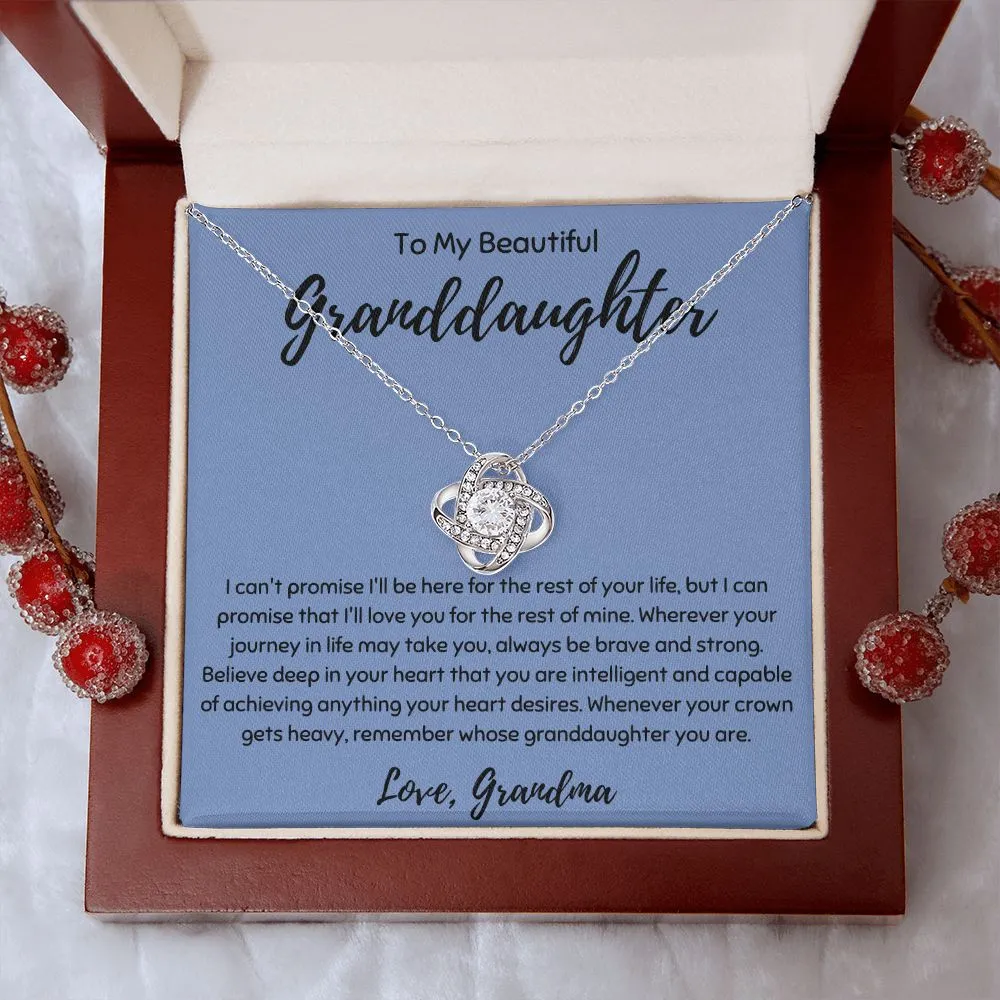 To My Beautiful Granddaughter Love Knot Necklace