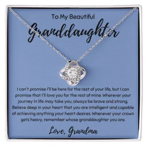 To My Beautiful Granddaughter Love Knot Necklace