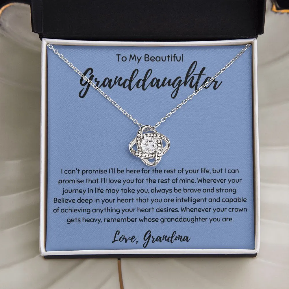 To My Beautiful Granddaughter Love Knot Necklace