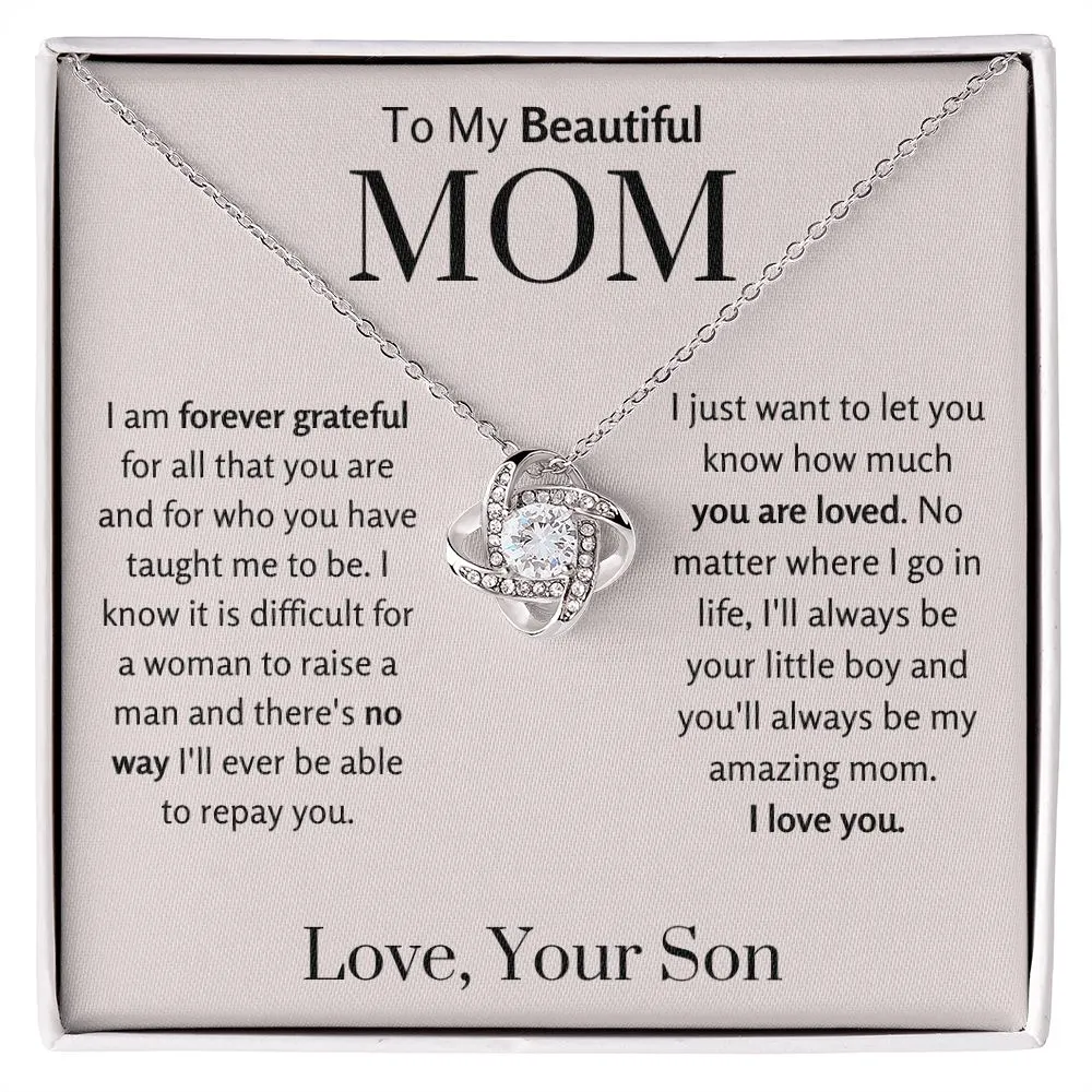 To My Beautiful Mom from Son Necklace Gift