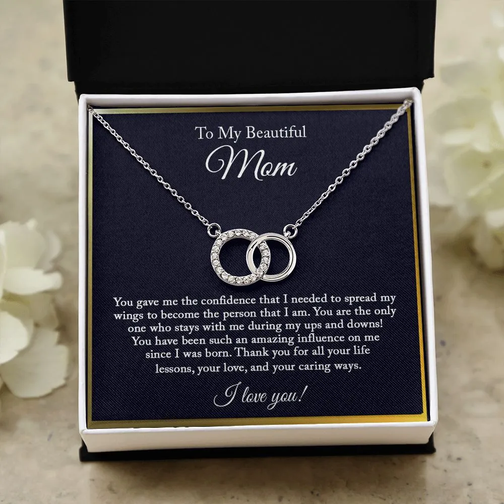 To My Beautiful Mom Necklace, Joint Circle Necklace, Mom Gift from Daughter, Gift from Son