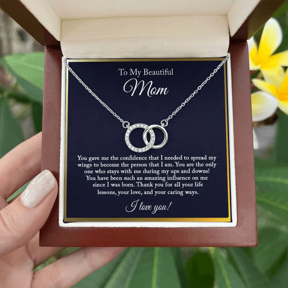 To My Beautiful Mom Necklace, Joint Circle Necklace, Mom Gift from Daughter, Gift from Son