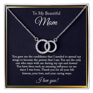 To My Beautiful Mom Necklace, Joint Circle Necklace, Mom Gift from Daughter, Gift from Son