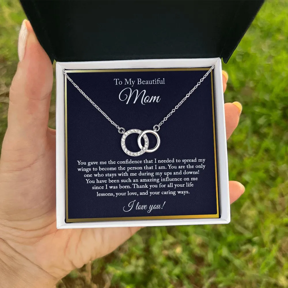 To My Beautiful Mom Necklace, Joint Circle Necklace, Mom Gift from Daughter, Gift from Son