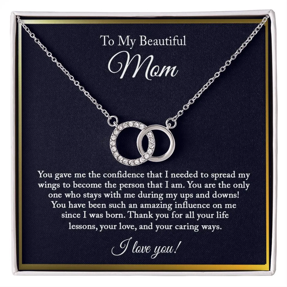 To My Beautiful Mom Necklace, Joint Circle Necklace, Mom Gift from Daughter, Gift from Son