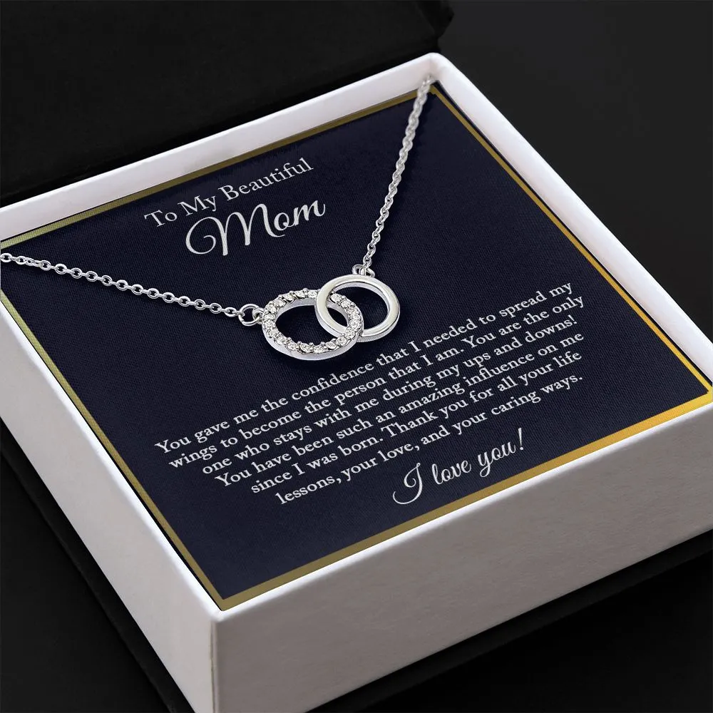 To My Beautiful Mom Necklace, Joint Circle Necklace, Mom Gift from Daughter, Gift from Son