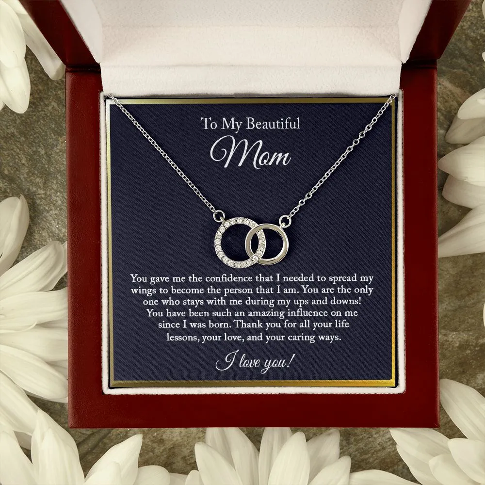 To My Beautiful Mom Necklace, Joint Circle Necklace, Mom Gift from Daughter, Gift from Son