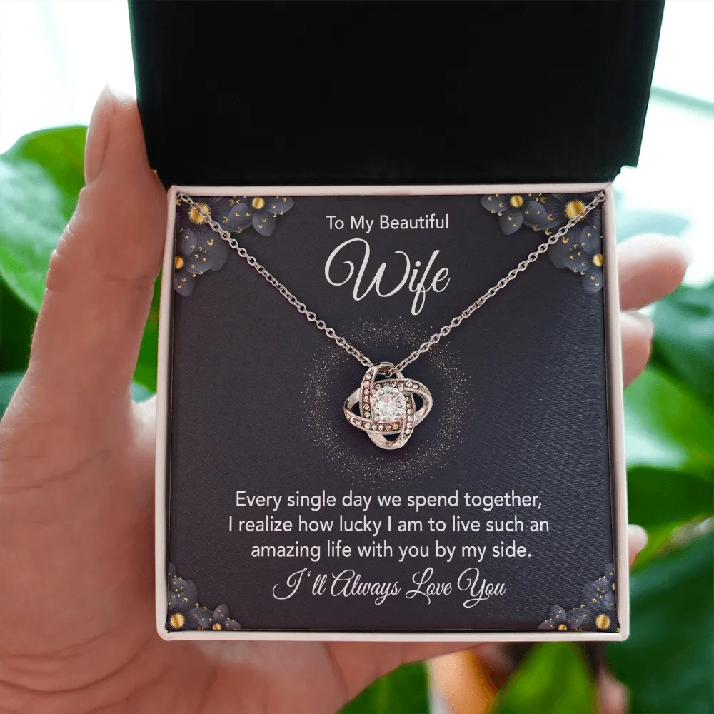 To My Beautiful Wife Love Knot Necklace Gift