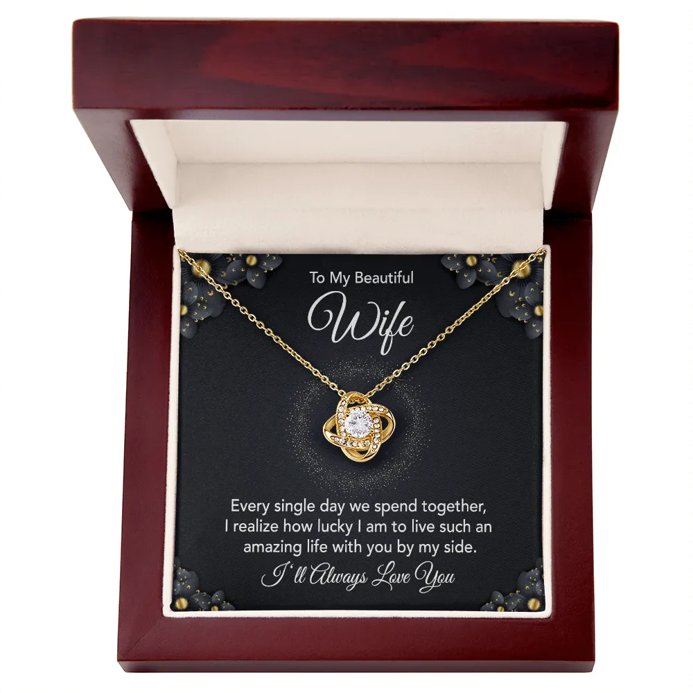 To My Beautiful Wife Love Knot Necklace Gift