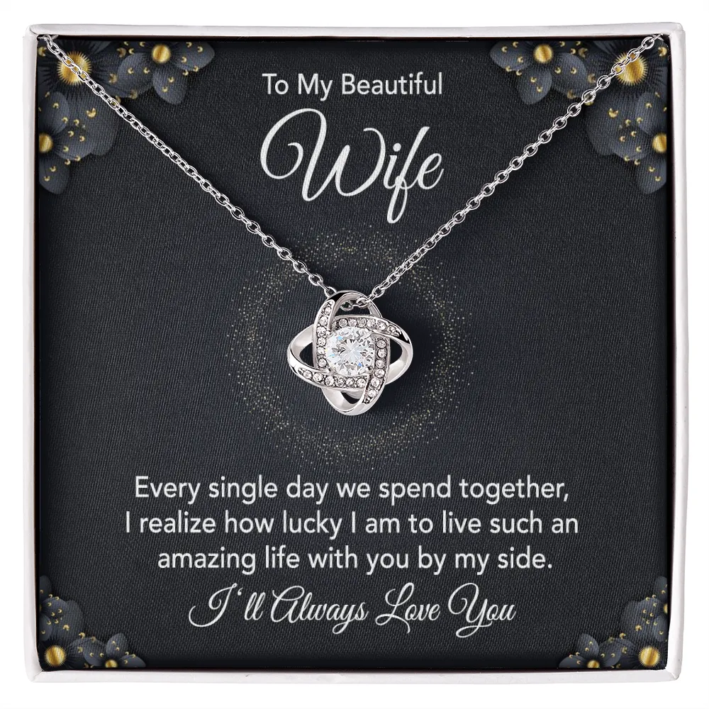 To My Beautiful Wife Love Knot Necklace Gift