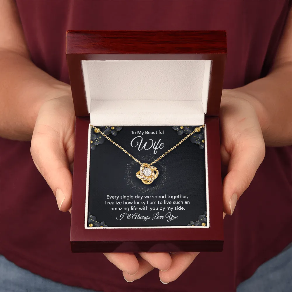 To My Beautiful Wife Love Knot Necklace Gift