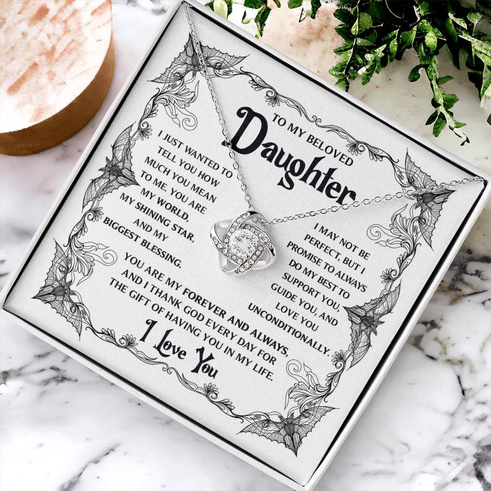 To My Beloved Daughter My Biggest Blessing | Halloween Love Knot Necklace