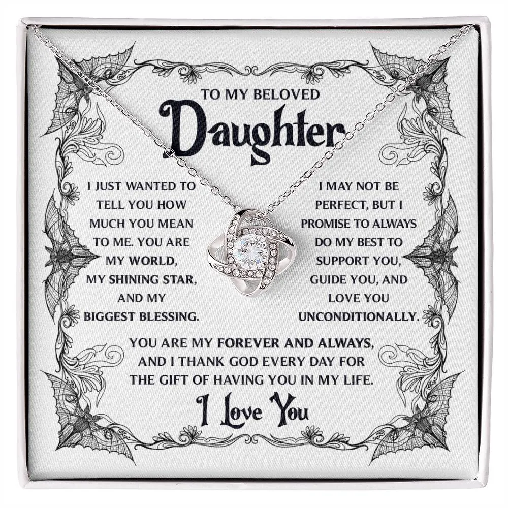 To My Beloved Daughter My Biggest Blessing | Halloween Love Knot Necklace