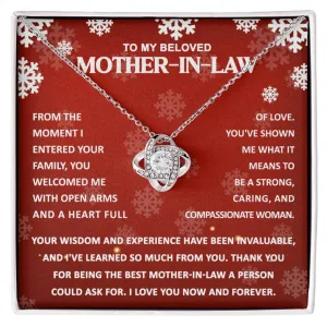 To My Beloved Mother-In-Law Love Knot Pendant Necklace, Gift For Mother-In-Law