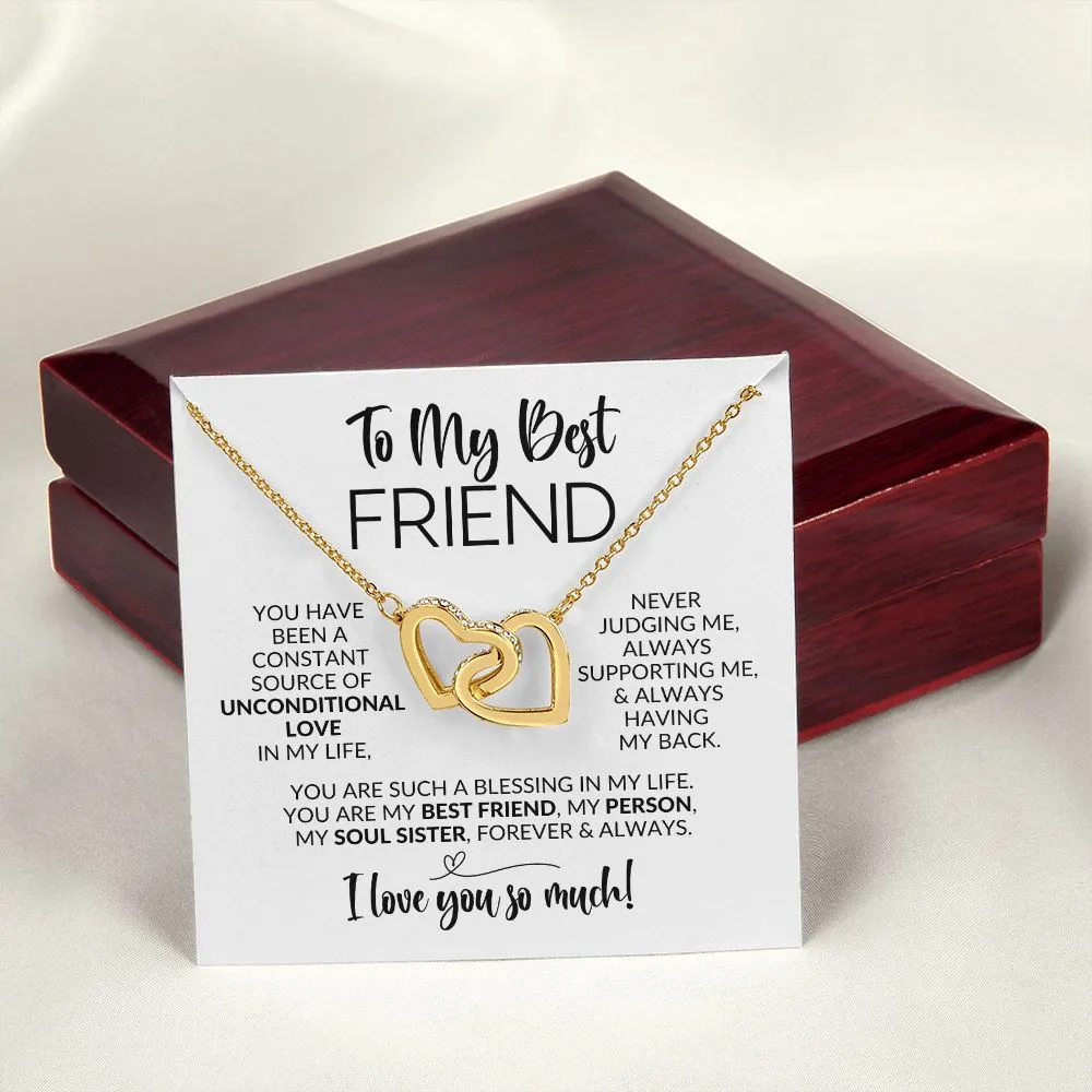 To My Best Friend | Constant Source of Unconditional Love | Interlocking Hearts Necklace
