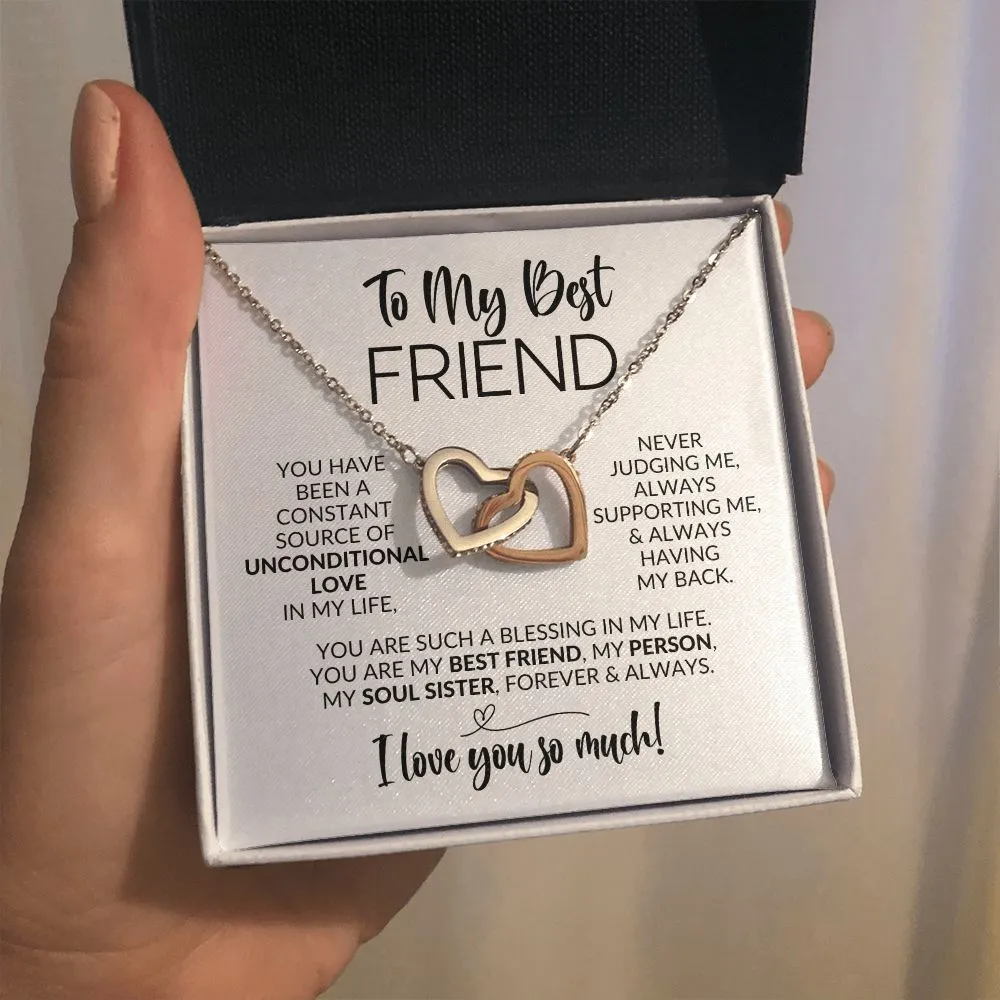 To My Best Friend | Constant Source of Unconditional Love | Interlocking Hearts Necklace