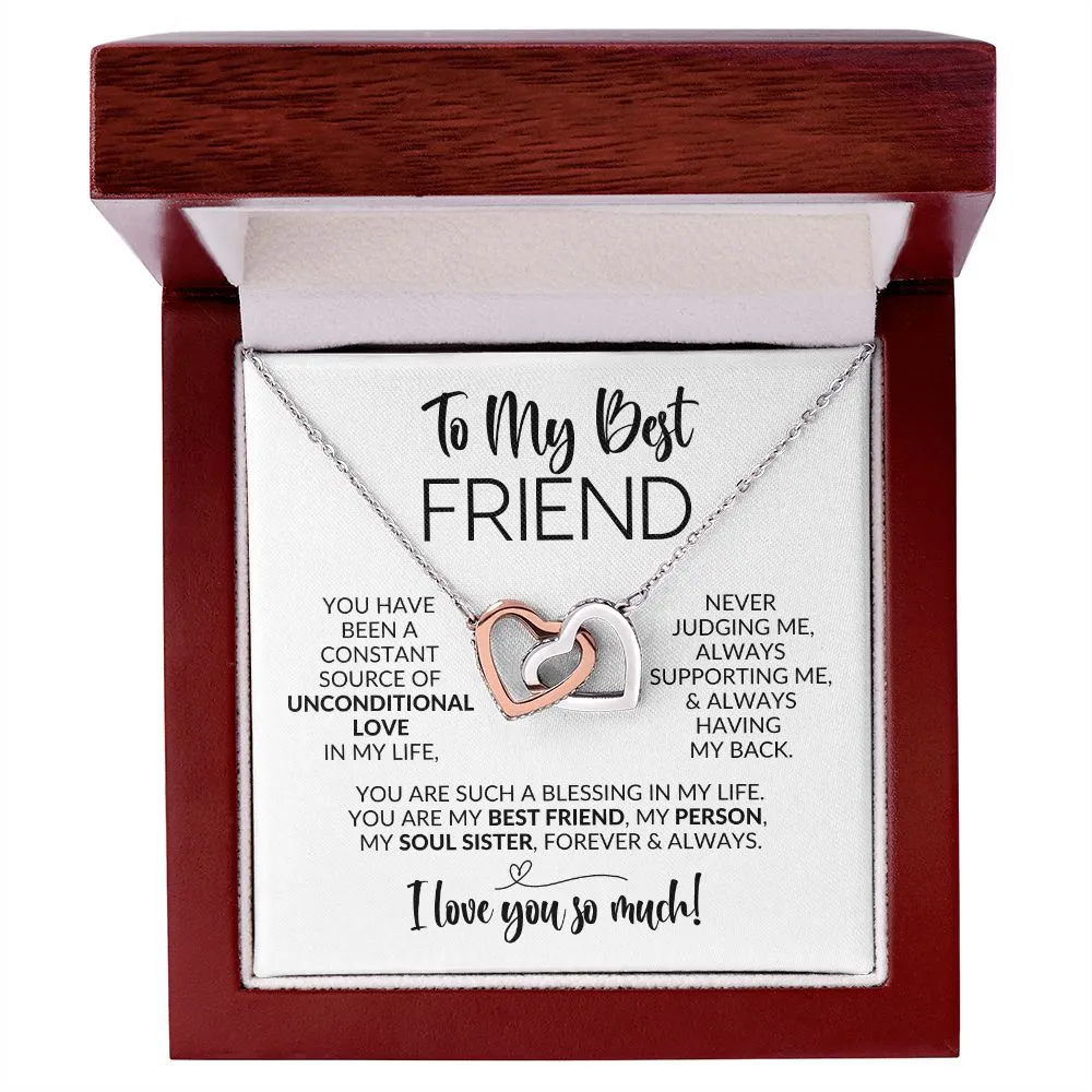 To My Best Friend | Constant Source of Unconditional Love | Interlocking Hearts Necklace