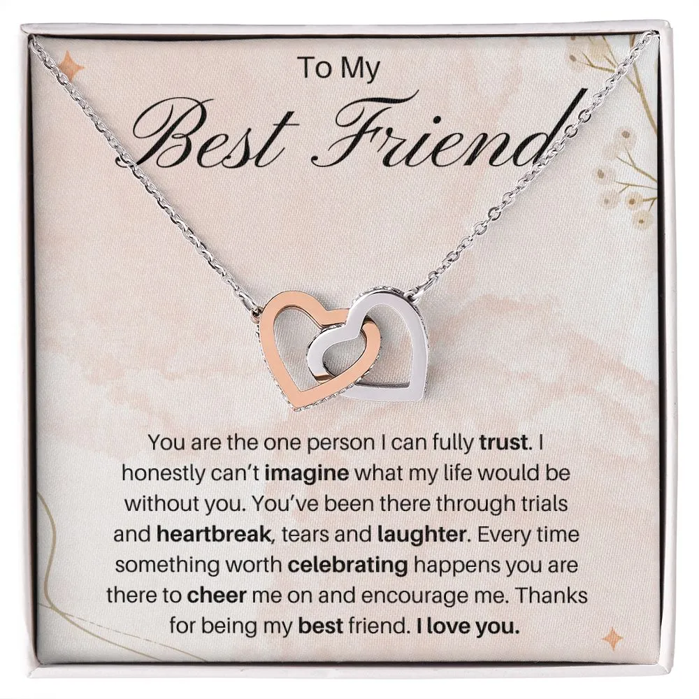 To My Best Friend Interlocking Hearts Necklace