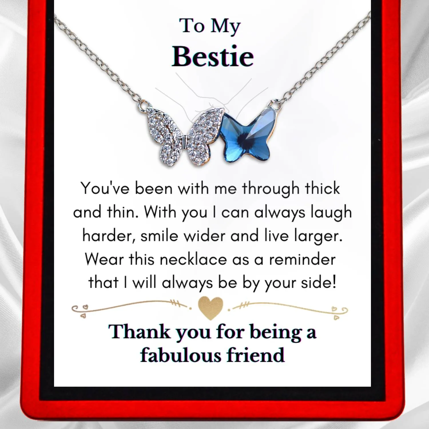 To My Bestie Butterfly Necklace - Austrian Crystals