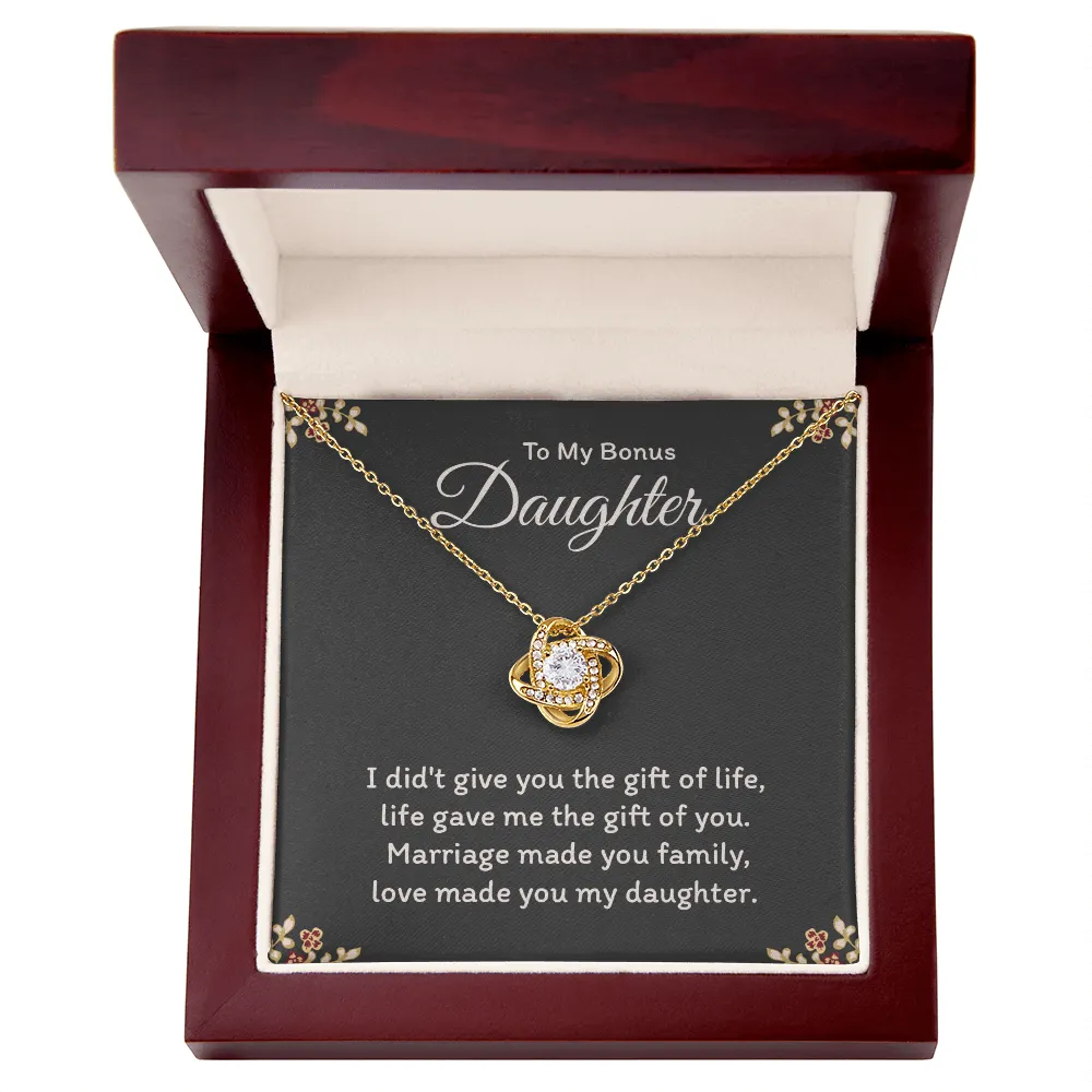 To My Bonus Daughter Love Knot Necklace Gift