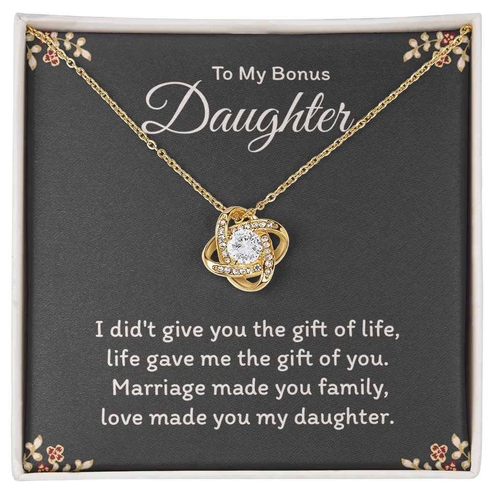 To My Bonus Daughter Love Knot Necklace Gift