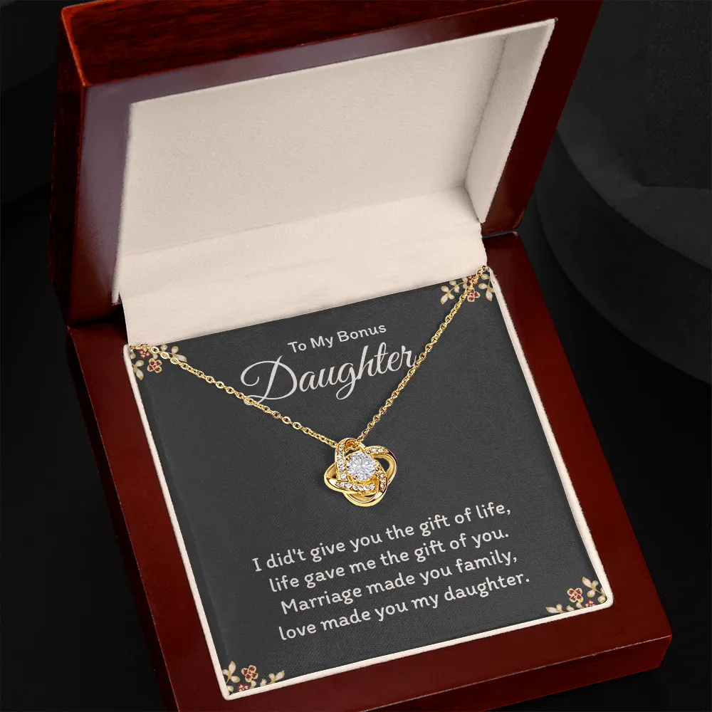 To My Bonus Daughter Love Knot Necklace Gift