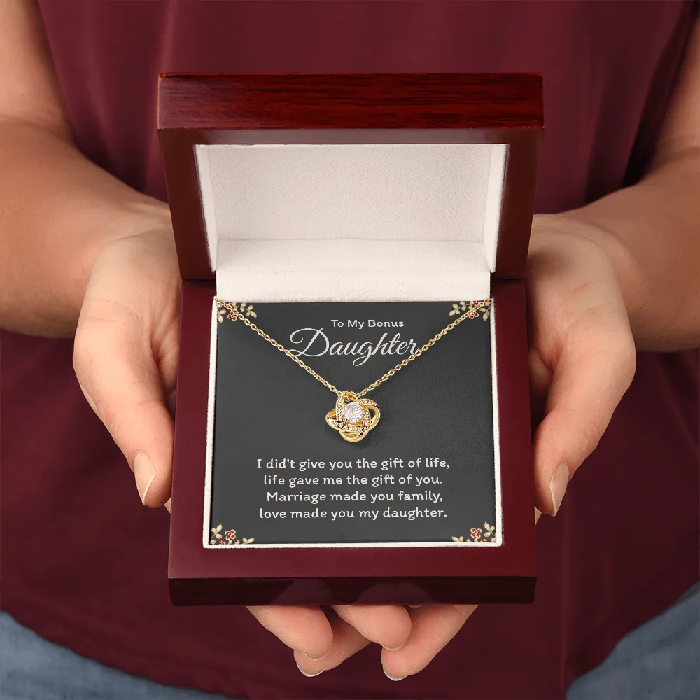 To My Bonus Daughter Love Knot Necklace Gift