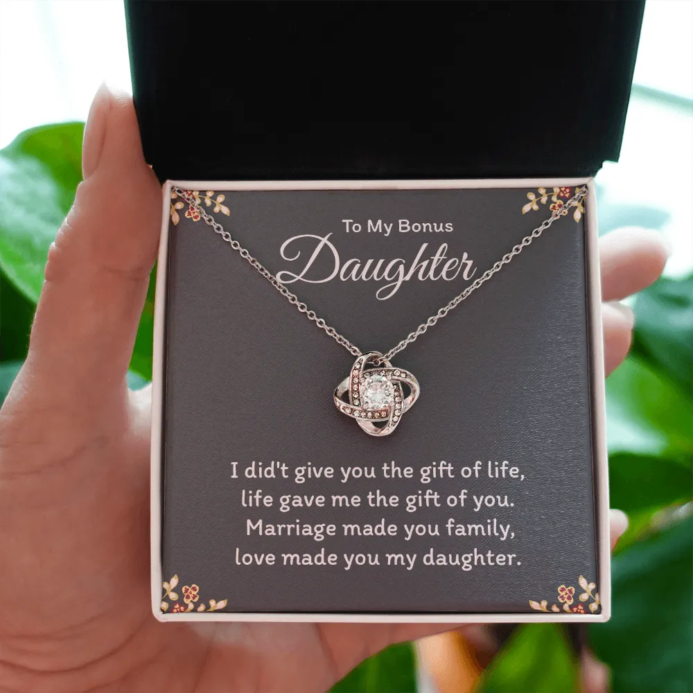 To My Bonus Daughter Love Knot Necklace Gift