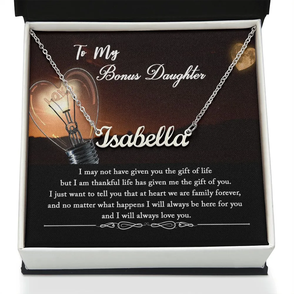 To My Bonus Daughter Name Necklace