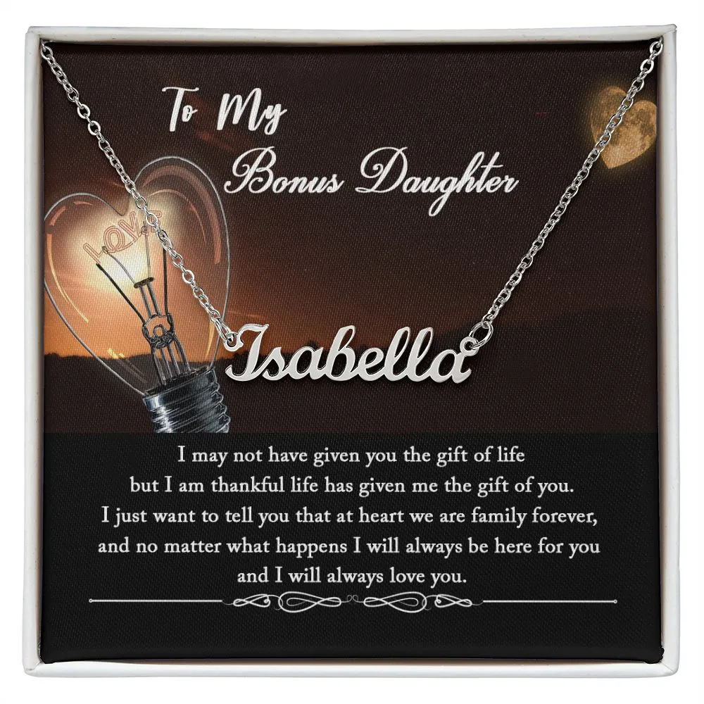 To My Bonus Daughter Name Necklace