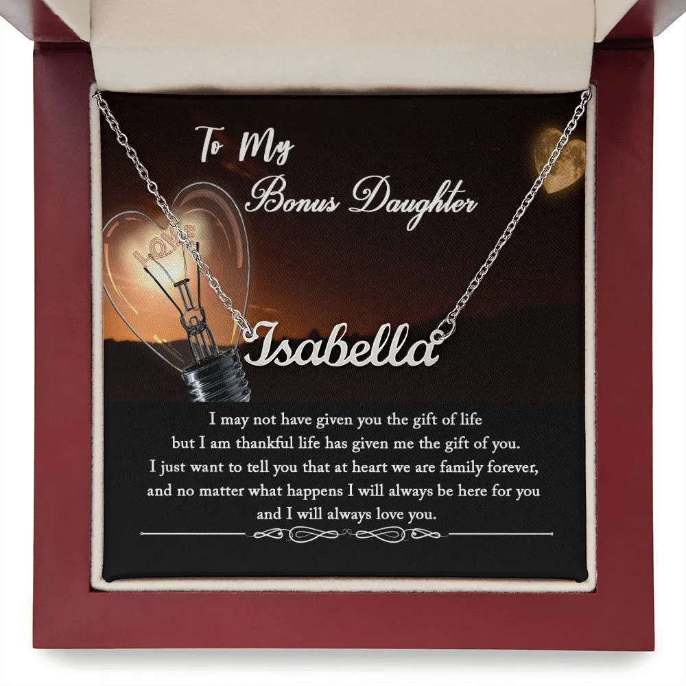 To My Bonus Daughter Name Necklace