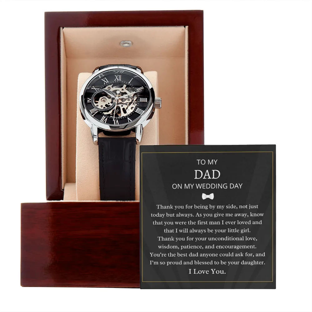 To My Dad Wedding Men's Openwork Luxury Watch Leather Strap OPW_DAD M49