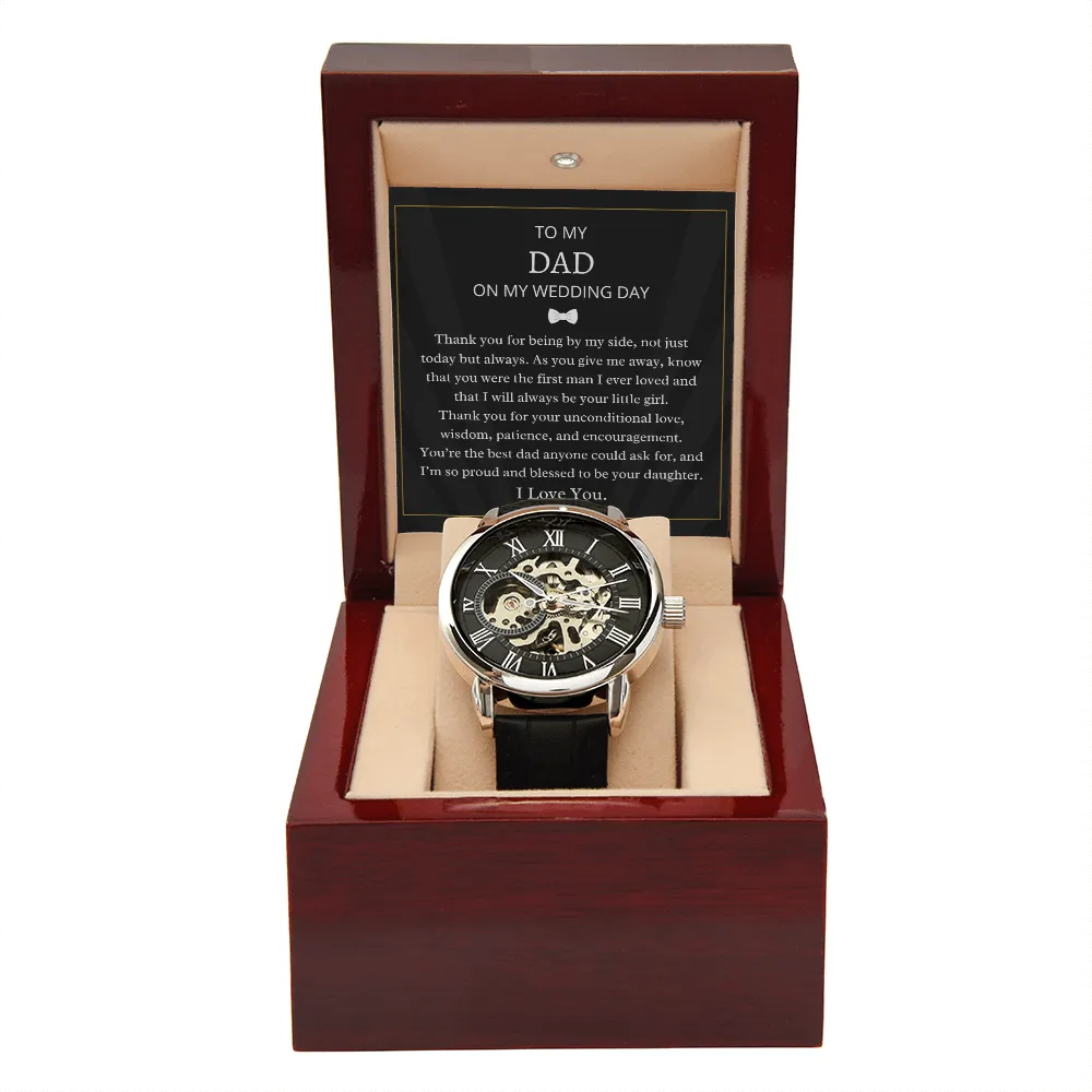 To My Dad Wedding Men's Openwork Luxury Watch Leather Strap OPW_DAD M49