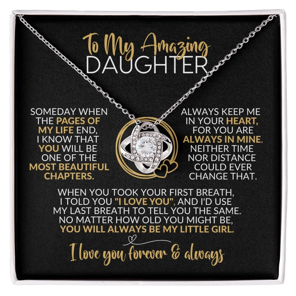 To My Daughter | Always Be My Little Girl | Love Knot Necklace