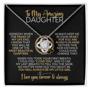 To My Daughter | Always Be My Little Girl | Love Knot Necklace