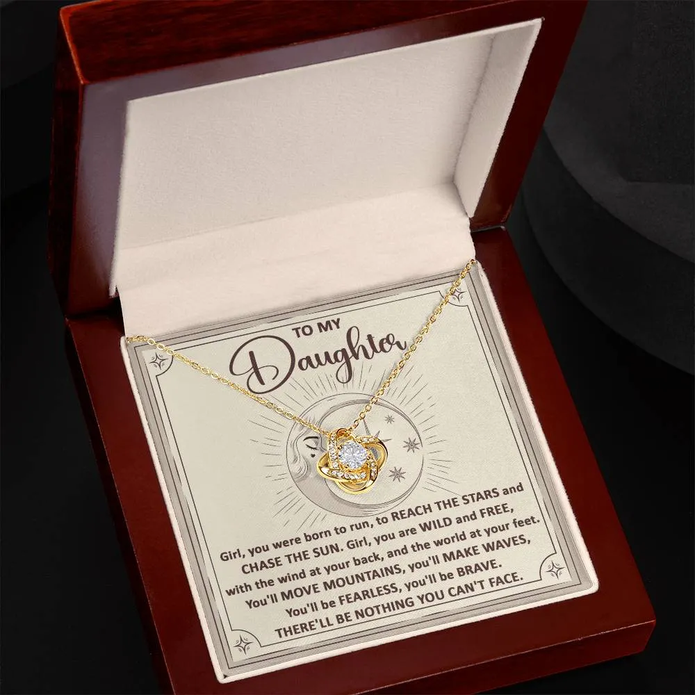 To My Daughter Chase The Sun Love Knot Necklace, Gift For Daughter