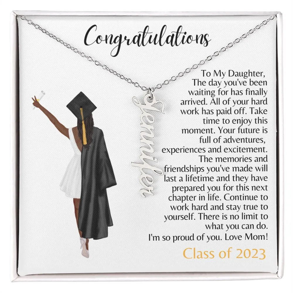 To My Daughter | From Mom | Graduation Gift - Personalized Name Necklace