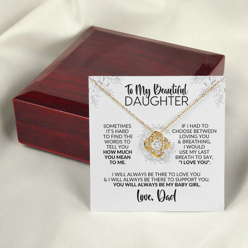 To My Daughter | Gift from Dad | Hard to Find the Words | Love Knot Necklace