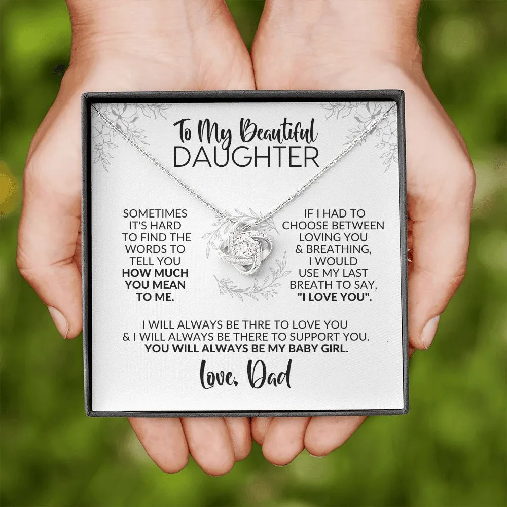 To My Daughter | Gift from Dad | Hard to Find the Words | Love Knot Necklace