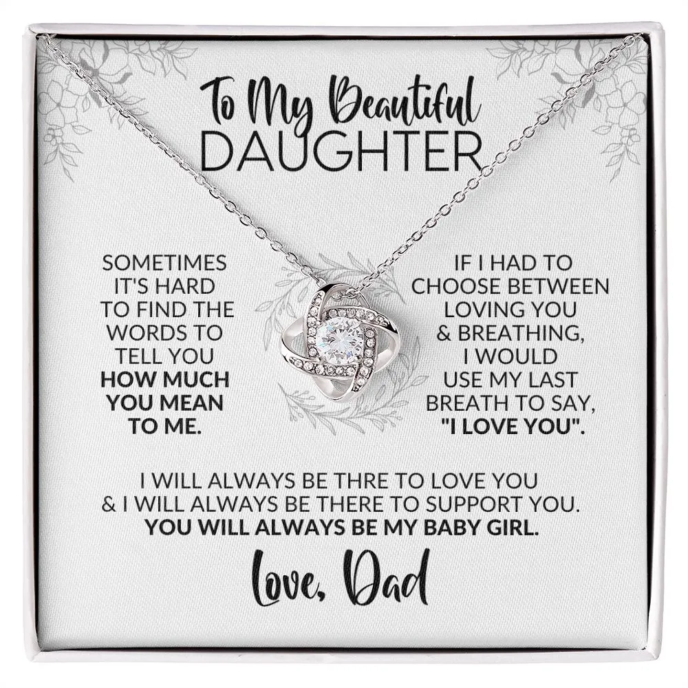 To My Daughter | Gift from Dad | Hard to Find the Words | Love Knot Necklace