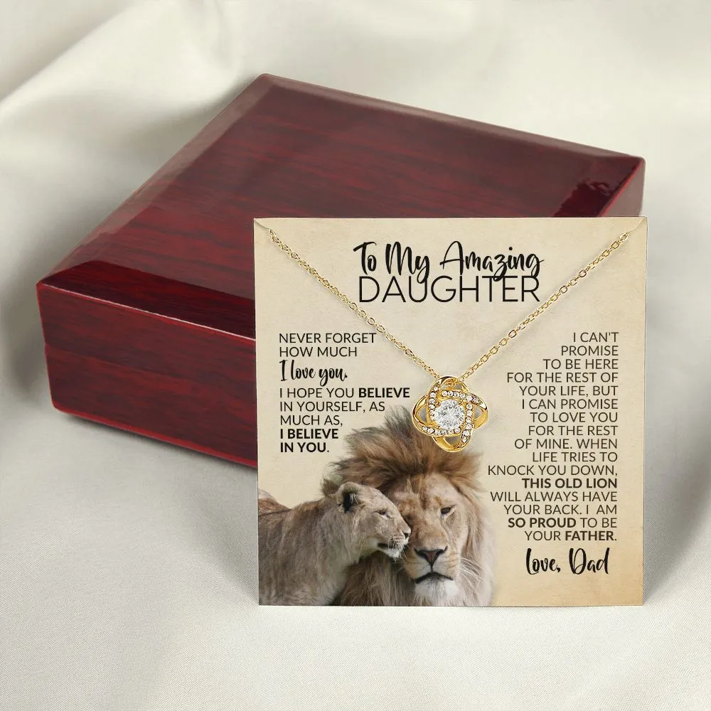 To My Daughter | Gift from Dad | I Believe in You | Love Knot Necklace