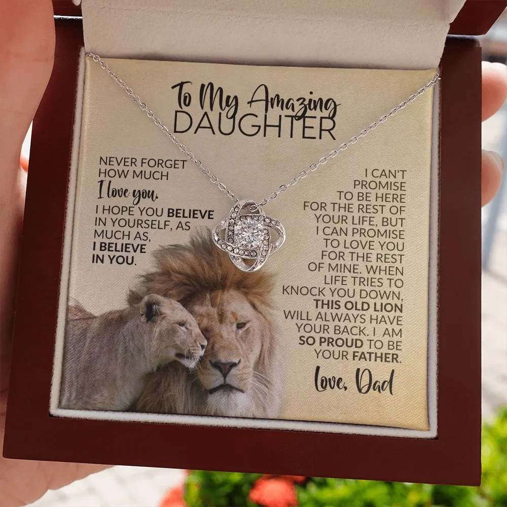 To My Daughter | Gift from Dad | I Believe in You | Love Knot Necklace