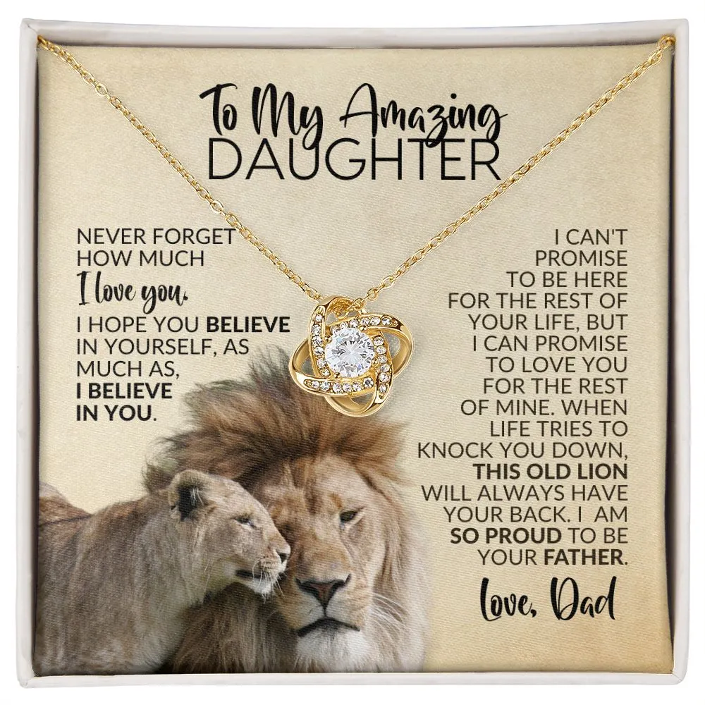 To My Daughter | Gift from Dad | I Believe in You | Love Knot Necklace