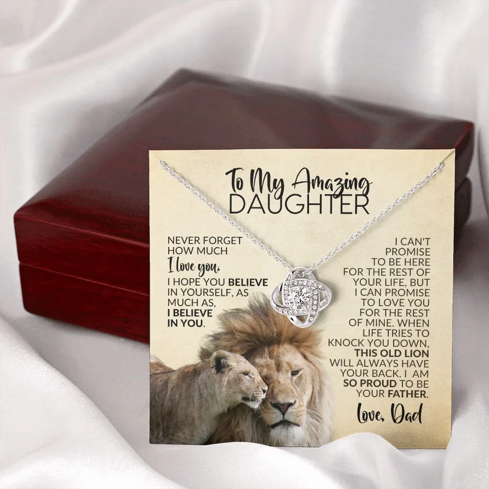 To My Daughter | Gift from Dad | I Believe in You | Love Knot Necklace