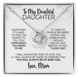 To My Daughter | Gift from Mom | Hard to Find the Words | Love Knot Necklace