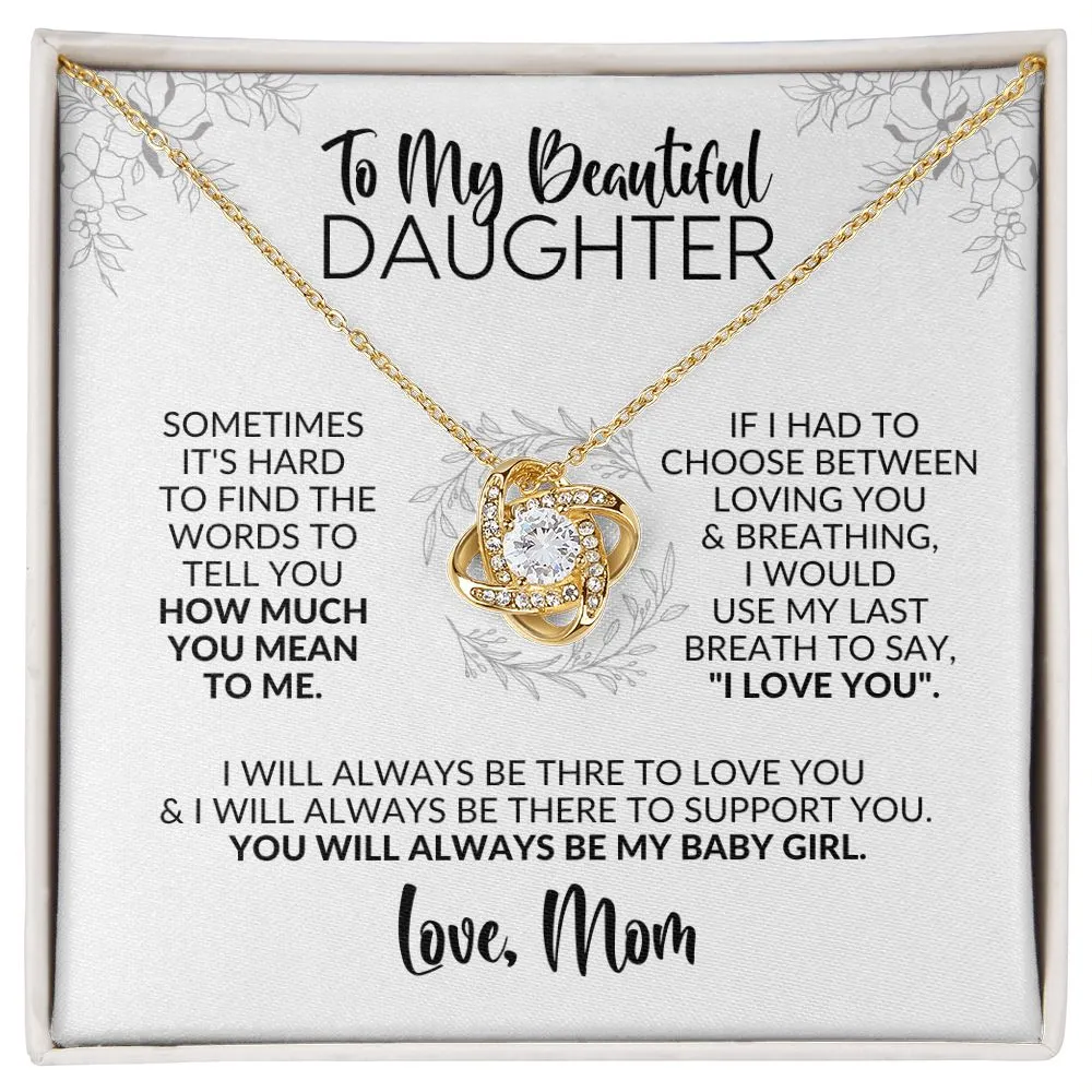 To My Daughter | Gift from Mom | Hard to Find the Words | Love Knot Necklace