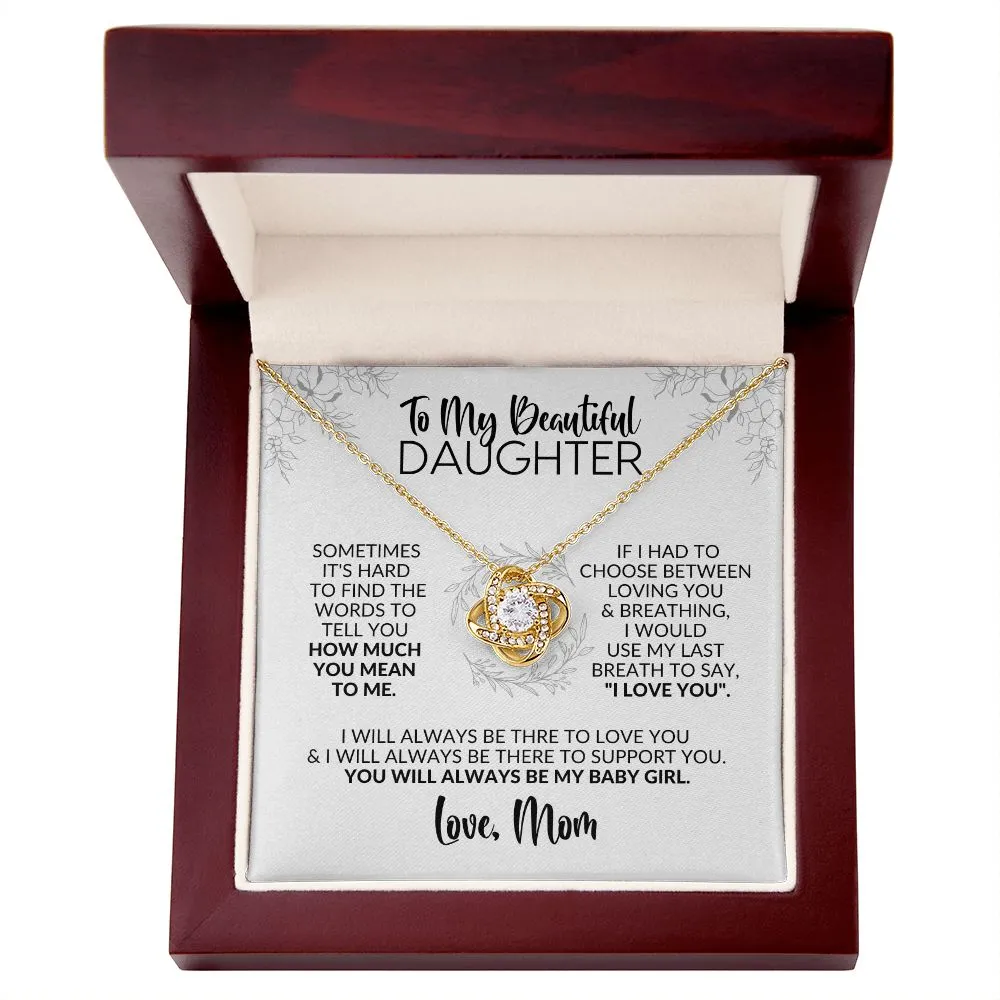 To My Daughter | Gift from Mom | Hard to Find the Words | Love Knot Necklace